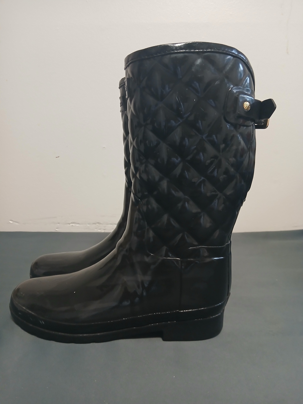 Hunter Black Quilted Mid-Calf Rain Boots